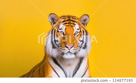simple yellow background with tiger 114877193