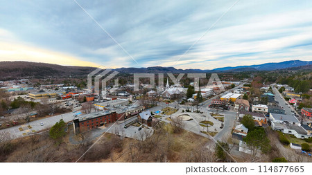 Mont Tremblant Canada from above panoramic aerial view over the village Mont Tremblant Canada from above panoramic aerial view over the village 114877665