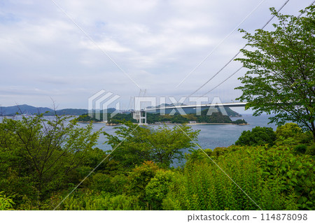 The Kurushima Kaikyo Bridge as seen from Itoyama Park The Kurushima Kaikyo Bridge as seen from Itoyama Park 114878098