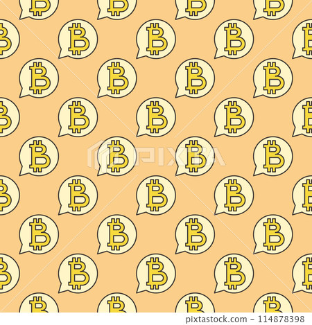Bitcoin sign in Speech Bubble vector Cryptocurrency colored seamless pattern 114878398