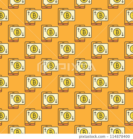 Bitcoin sign on phone screen vector Crypto Smartphone colored seamless pattern Bitcoin sign on phone screen vector Crypto Smartphone colored seamless pattern 114878400