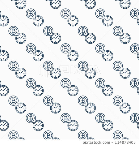 Bitcoin Time vector Cryptocurrency Clock outline seamless pattern 114878403