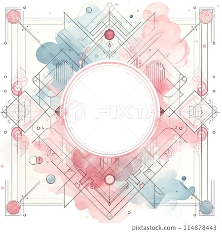 優雅的幾何圖案和水彩框架的背景或標題 114878443