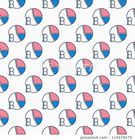 Pie Chart with Bitcoin sign vector Crypto colored seamless pattern 114878479