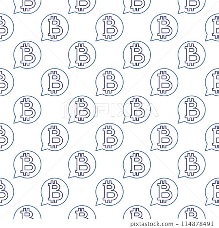 Speech Bubble with Bitcoin vector Cryptocurrency seamless pattern in outline style 114878491