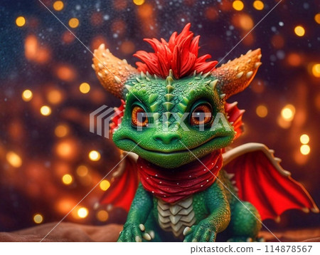 Green cartoon dragon Green cartoon dragon 114878567