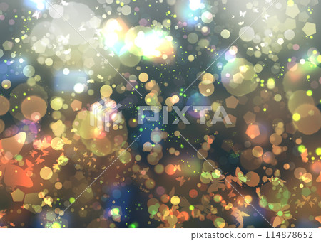 神秘夢幻的光之蝴蝶背景[治愈，祈禱，童話] 114878652