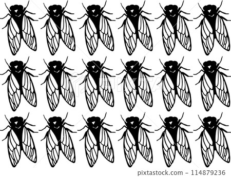 Illustration of a large number of cicadas 114879236