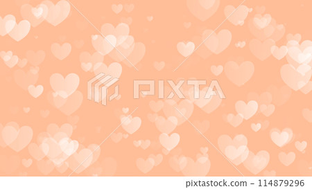 Peach fuzz hearts abstract background in elegant pastel colors. Valentine's Day, love, romance, wedding, invitation design template. Horizontal banner with copy space. 114879296
