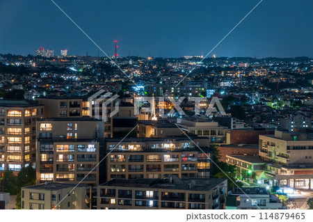 Quiet residential area at night 114879465