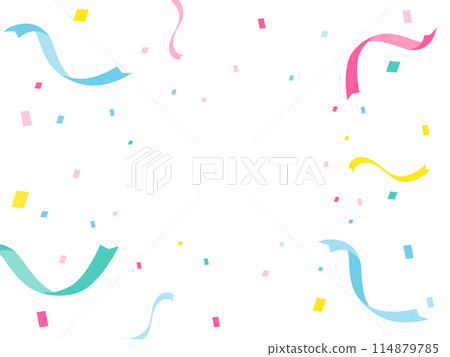Colorful confetti and ribbon SALE banner background Colorful confetti and ribbon SALE banner background 114879785