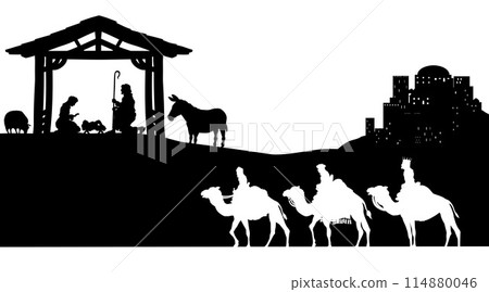 Christmas Nativity Scene Bethlehem Manger Wise Men 114880046