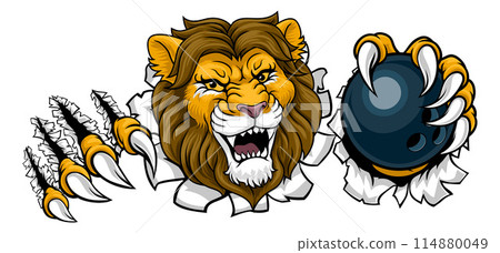Lion Bowling Ball Animal Sports Team Mascot 114880049