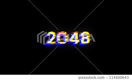 3D rendering 2048 text with screen effects of technological glitches 114880643