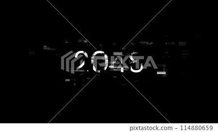 3D rendering 2048 text with screen effects of technological glitches 114880659