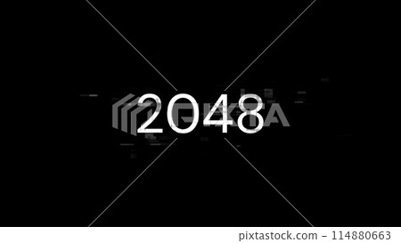 3D rendering 2048 text with screen effects of technological glitches 114880663