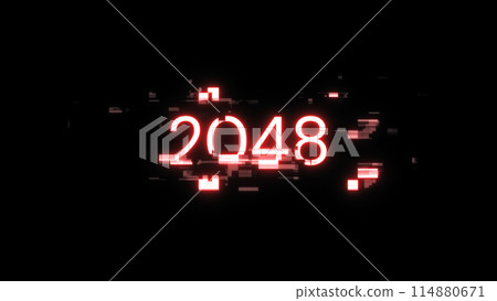 3D rendering 2048 text with screen effects of technological glitches 114880671