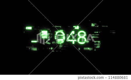 3D rendering 2048 text with screen effects of technological glitches 114880681