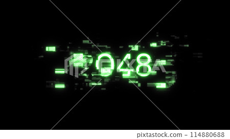 3D rendering 2048 text with screen effects of technological glitches 114880688