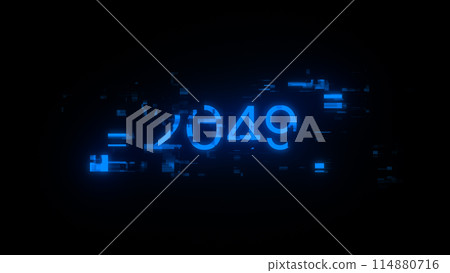 3D rendering 2049 text with screen effects of technological glitches 3D rendering 2049 text with screen effects of technological glitches 114880716