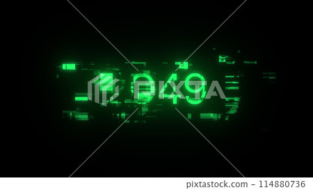 3D rendering 2049 text with screen effects of technological glitches 114880736