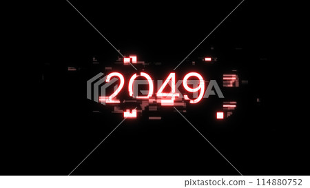 3D rendering 2049 text with screen effects of technological glitches 3D rendering 2049 text with screen effects of technological glitches 114880752