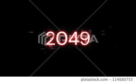 3D rendering 2049 text with screen effects of technological glitches 3D rendering 2049 text with screen effects of technological glitches 114880753