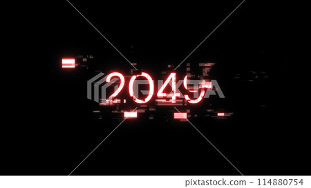 3D rendering 2049 text with screen effects of technological glitches 3D rendering 2049 text with screen effects of technological glitches 114880754