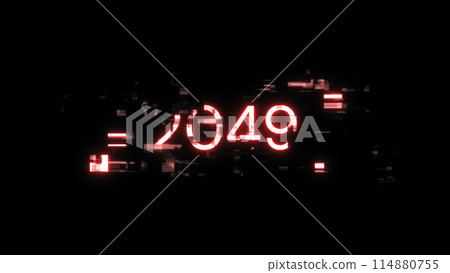 3D rendering 2049 text with screen effects of technological glitches 3D rendering 2049 text with screen effects of technological glitches 114880755