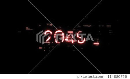 3D rendering 2049 text with screen effects of technological glitches 3D rendering 2049 text with screen effects of technological glitches 114880756