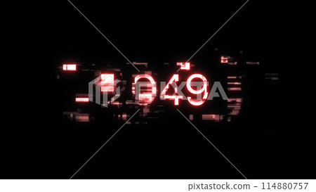 3D rendering 2049 text with screen effects of technological glitches 114880757