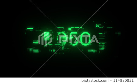 3D rendering 2050 text with screen effects of technological glitches 114880831