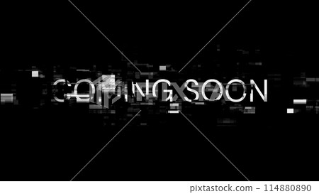 3D rendering coming soon text with screen effects of technological glitches 3D rendering coming soon text with screen effects of technological glitches 114880890
