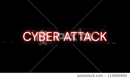 3D rendering cyber attack text with screen effects of technological glitches 3D rendering cyber attack text with screen effects of technological glitches 114880980