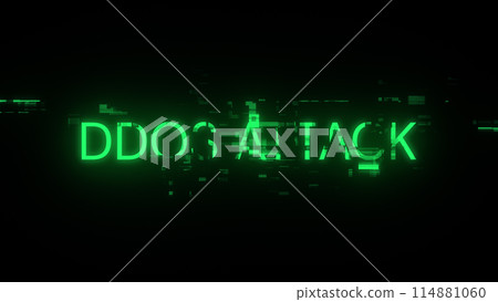 3D rendering ddos attack text with screen effects of technological glitches 3D rendering ddos attack text with screen effects of technological glitches 114881060