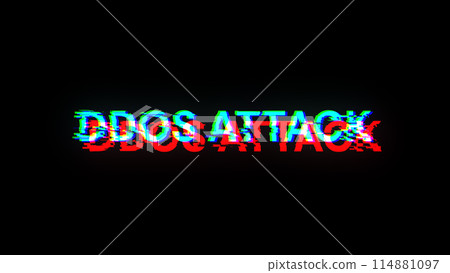 3D rendering ddos attack text with screen effects of technological glitches 114881097