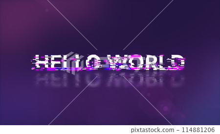 3D rendering hello world text with screen effects of technological glitches 3D rendering hello world text with screen effects of technological glitches 114881206