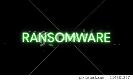 3D rendering ransomware text with screen effects of technological glitches 3D rendering ransomware text with screen effects of technological glitches 114881257