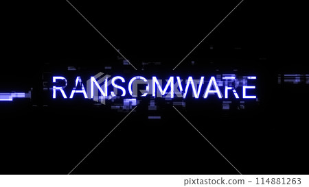 3D rendering ransomware text with screen effects of technological glitches 3D rendering ransomware text with screen effects of technological glitches 114881263