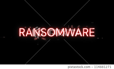 3D rendering ransomware text with screen effects of technological glitches 3D rendering ransomware text with screen effects of technological glitches 114881271
