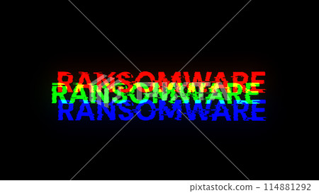 3D rendering ransomware text with screen effects of technological glitches 3D rendering ransomware text with screen effects of technological glitches 114881292