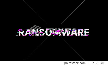 3D rendering ransomware text with screen effects of technological glitches 3D rendering ransomware text with screen effects of technological glitches 114881303