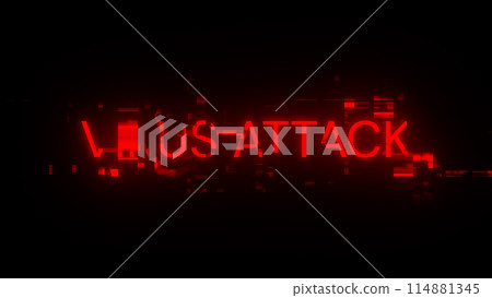 3D rendering virus attack text with screen effects of technological glitches 114881345
