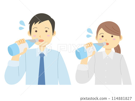 一組西裝男女補水插畫 114881827