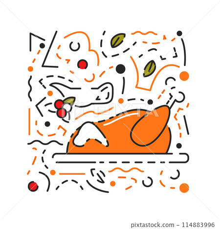 Baked Thanksgiving turkey meal with cranberry sause 114883996