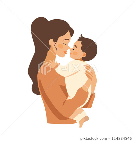 A woman is holding a baby in her arms, hand made not AI A woman is holding a baby in her arms, hand made not AI 114884546