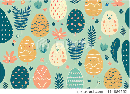 vector illustration of easter theme pattern for fabric print, wrapping paper design 114884562