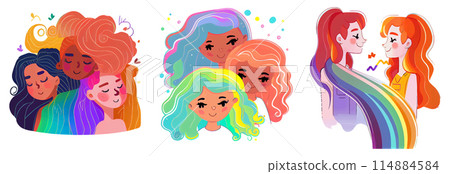 horizontal set vector illustration of homosexual persons isolate on white background horizontal set vector illustration of homosexual persons isolate on white background 114884584