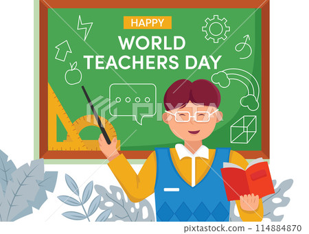 Flat illustration for world teachers' day. Cartoon flat illustration Flat illustration for world teachers' day. Cartoon flat illustration 114884870