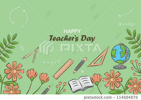 Hand drawn teacher's day illustration background 114884878
